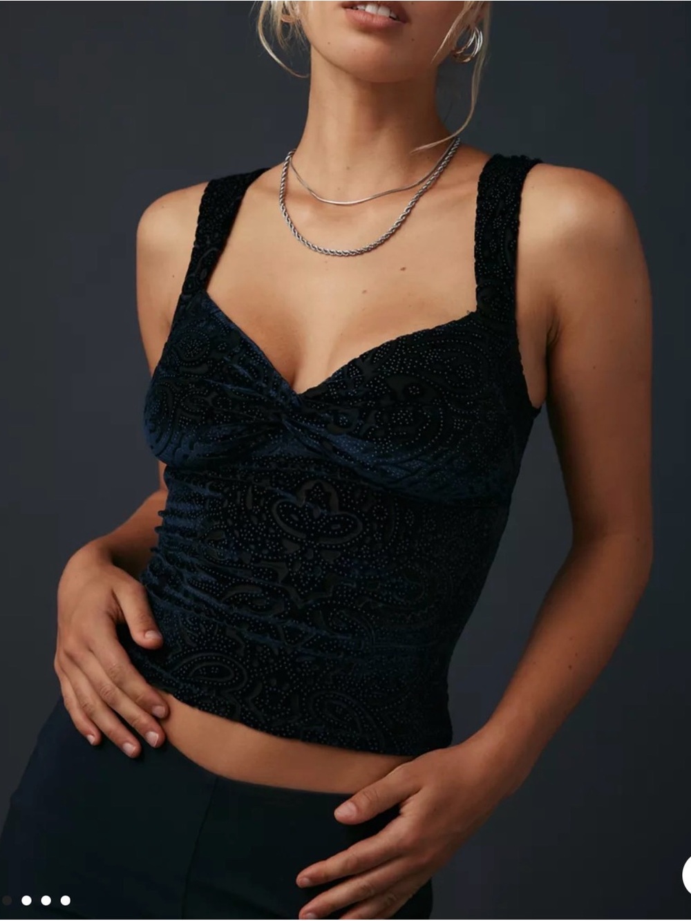 Urban Outfitters UO Suri Velvet Twist-Front Cropped Tank Top Cami Festival S